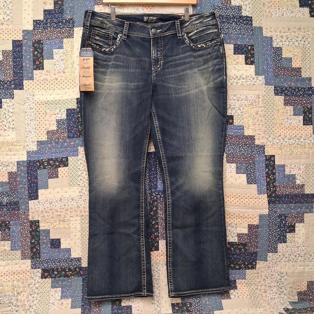 NWT Silver Jeans Co Suki Mid Slim Boot Jeans Womens Plus 20 L31 Curvy Stretch